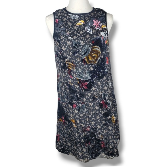 Max Studio Floral Velvet Burnout Dress Women Small Black Whimsigoth Forest Fairy - Picture 2 of 9